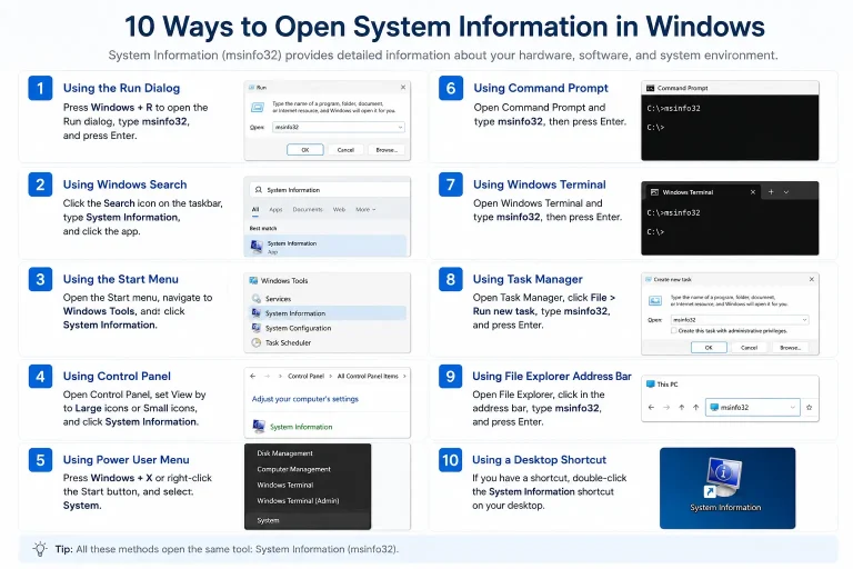 在Windows上打开系统信息工具的10种方法